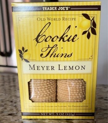 Trader Joe's Cookie Thins, Meyer Lemon packaging