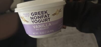 Trader Joe's Vanilla Greek Nonfat Yogurt packaging