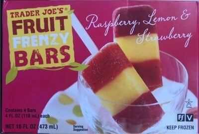 Trader Joe's Fruit Frenzy Bars Raspberry, Lemon & Strawberry package