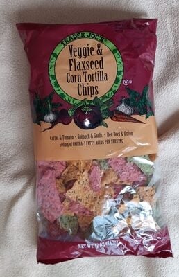 Trader Joe's Veggie & Flaxseed Corn Tortilla Chips packaging