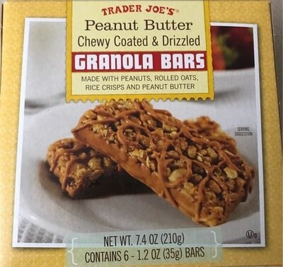 Trader Joe's Peanut Butter Chewy Coated & Drizzled Granola Bars packaging
