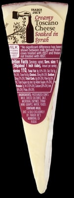 Trader Joe's Creamy Toscano Cheese Soaked In Syrah packaging