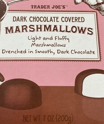 Trader Joe's Dark Chocolate Covered Marshmallows packaging