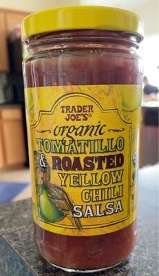 Trader Joe's Organic Tomatillo & Roasted Yellow Chili Salsa packaging
