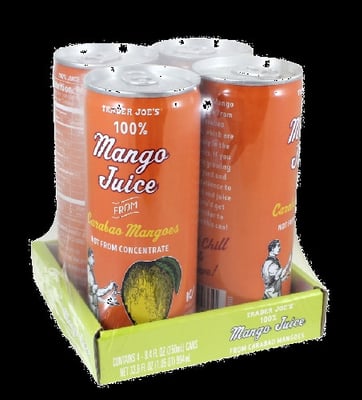 Trader Joe's 100% Mango Juice From Carabao Mangoes package