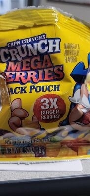 Cap'n Crunch's Mega Berries Crunch Sweetened Corn & Oat Snack package