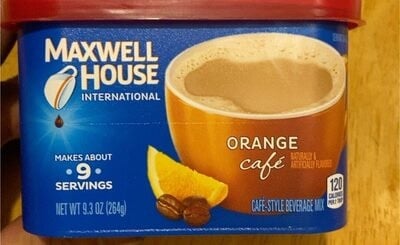 Maxwell House Orange Cafe Cafe-Style Beverage Mix package