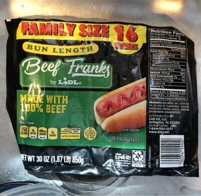 Lidl Beef Franks packaging