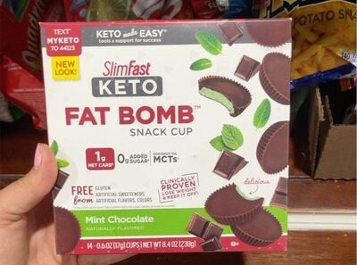 Slimfast Keto Fat Bomb Snack Cups, Mint Chocolate packaging