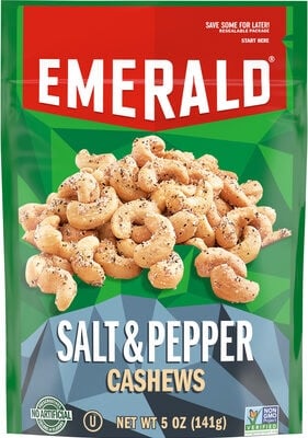 Emerald Salt & Pepper Cashews packaging