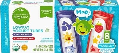 Simple Truth Lowfat Yogurt Tubes, Blueberry, Strawberry package