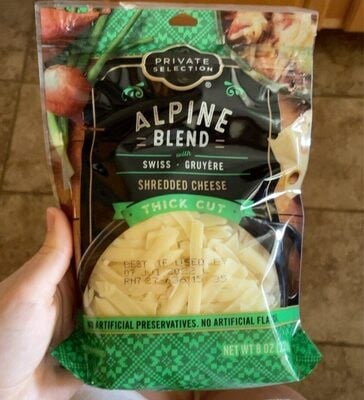 Private Selection Alpine Blend Thick Cut Shredded Cheese packaging