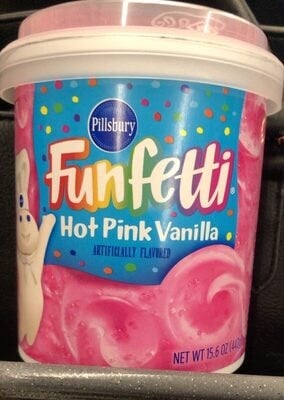 Pillsbury Hot Pink Vanilla Flavored Frosting package