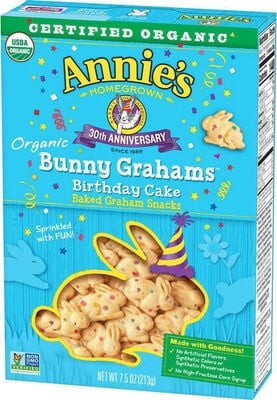 Annie's Organic Birthday Cake Bunny Grahams packaging