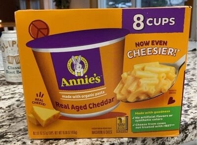 Annie's Real Aged Cheddar Mac N Cheese Microwave Cup packaging