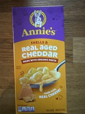 Annie's Shells & Aged Cheddar Macaroni & Cheese With Organic Pasta packaging