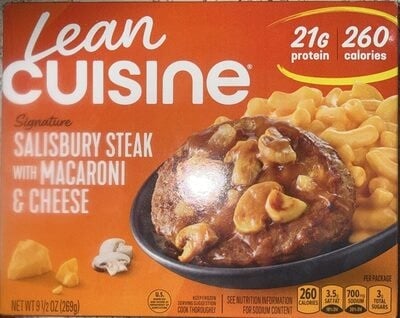 Lean Cuisine Protein Kick Salisbury Steak With Macaroni & Cheese package
