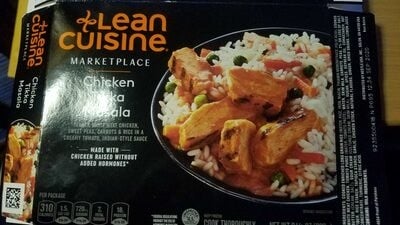 Lean Cuisine Chicken Tikka Masala Tender White Meat Chicken, Sweet Peas, Carrots & Rice In A Creamy Tomato, Indian-Style Sauce packaging