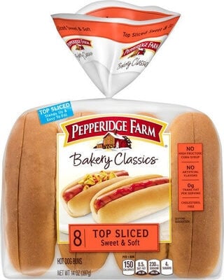 Pepperidge Farm Sweet Hawaiian Hot Dog Buns, Top Sliced, 8-Pack Bag package