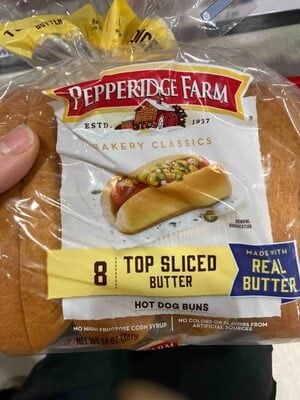 Pepperidge Farm Butter Hot Dog Buns, Top Sliced, 8-Pack Bag package