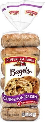 Pepperidge Farm Cinnamon Raisin Bagels, 6-Pack package