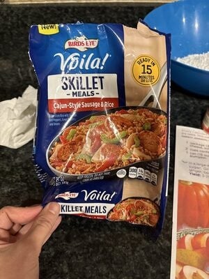 Birds Eye Voila! Cajun-Style Sausage & Rice Skillet Meals, Frozen Meal packaging