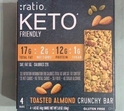 Ratio Keto Friendly Toasted Almond Crunchy Bars package