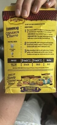 Old El Paso Cinnamon Churro Cornbread Mix packaging