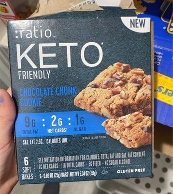 Ratio Keto Friendly Soft Baked Chocolate Chip Bar package