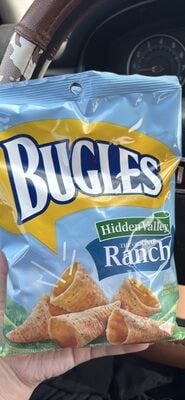 Bugles Hidden Valley Ranch Crispy Corn Snacks packaging