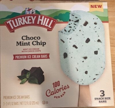 Turkey Hill Mint Ice Cream With Choco Chips Premium Ice Cream Bars packaging