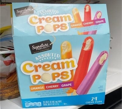 Signature Select Assorted Cream Pops, Orange, Cherry, Grape package
