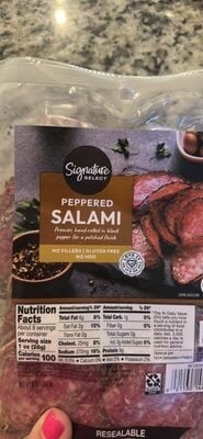 Signature Select Premier, Hand-Rolled In Black Pepper For A Polished Finish Salami, Peppered package
