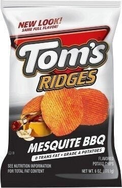 Toms Ridges Potato Chips, Mesquite BBQ packaging