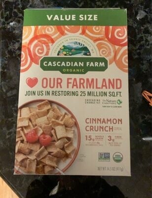 Cascadian Farm Organic Cinnamon Crunch Cereal package