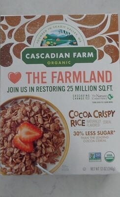 Cascadian Farm Organic Cocoa Crispy Rice Cereal packaging