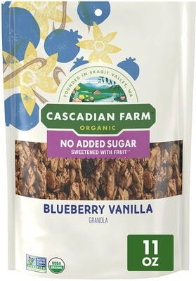Cascadian Farm Organic No Added Sugar Blueberry Vanilla Granola package