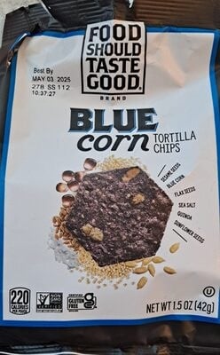 Food Should Taste Good Blue Corn Tortilla Chips packaging