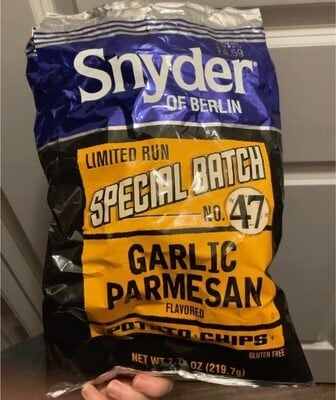 Snyder Of Berlin Garlic Parmesan Flavored Potato Chips packaging