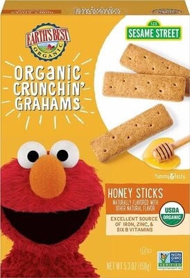 Earth's Best Organic Honey Sticks Organic Crunchin' Grahams packaging
