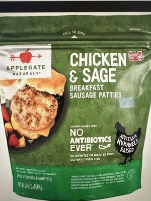 Applegate Naturals Chicken & Sage Breakfast Sausage Patties package
