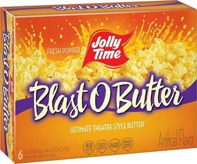 Jolly Time Blast O Butter Ultimate Theatre Style Butter Microwave Popcorn packaging