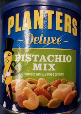 Planters Deluxe Pistachio Mix Almonds & Cashews package