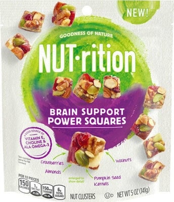 Nut-Rition Brain Support Power Squares Nut Clusters packaging