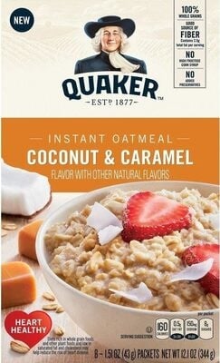 Quaker Coconut & Caramel Flavor Instant Oatmeal package