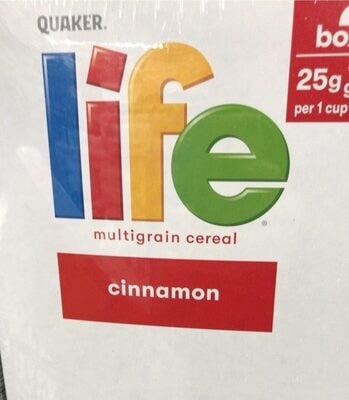 Quaker Cinnamon Multigrain Cereal packaging