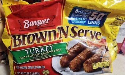 Banquet Brown 'n Serve Turkey Sausage Links, Frozen Breakfast package