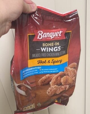Banquet Hot And Spicy Bone-In Chicken Wings, Frozen Meal package
