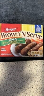 Banquet Brown 'n Serve Turkey Sausage Links, Frozen Meat For Breakfast package