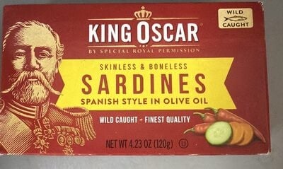 King Oscar Skinless & Boneless Spanish Style In Olive Oil Sardines package